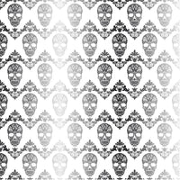 Black grey and white floral skull gradient pattern craft vinyl sheet - HTV -  Adhesive Vinyl -  Halloween pattern HTV826 - Breeze Crafts