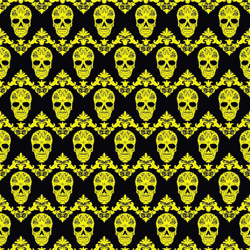 Black and yellow floral skull gradient pattern craft vinyl sheet - HTV -  Adhesive Vinyl -  Halloween pattern HTV830 - Breeze Crafts