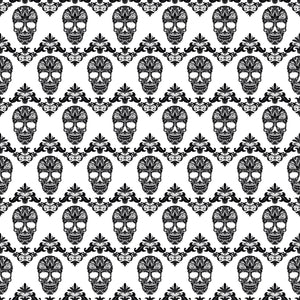 Black and white floral skull pattern craft  vinyl sheet - HTV -  Adhesive Vinyl -  Halloween pattern HTV800 - Breeze Crafts