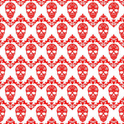 Red and white floral skull pattern craft vinyl sheet - HTV -  Adhesive Vinyl -  Halloween pattern HTV818
