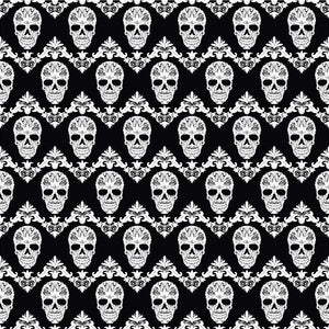 Black and white floral skull pattern craft  vinyl sheet - HTV -  Adhesive Vinyl -  Halloween pattern HTV829 - Breeze Crafts