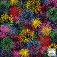 Fireworks patterned craft vinyl sheets - HTV -  Adhesive Vinyl -  red green yellow blue pink and black pattern New Years 4th of July HTV155 - Breeze Crafts