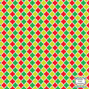 Green red and lime quatrefoil craft  vinyl sheet - HTV -  Adhesive Vinyl -  quarterfoil Christmas pattern   HTV1400