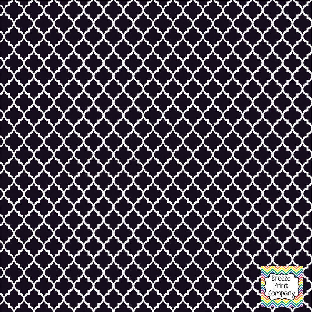 Black and white quartrefoil craft  vinyl - HTV -  Adhesive Vinyl -  quartrefoil pattern   HTV1404 - Breeze Crafts