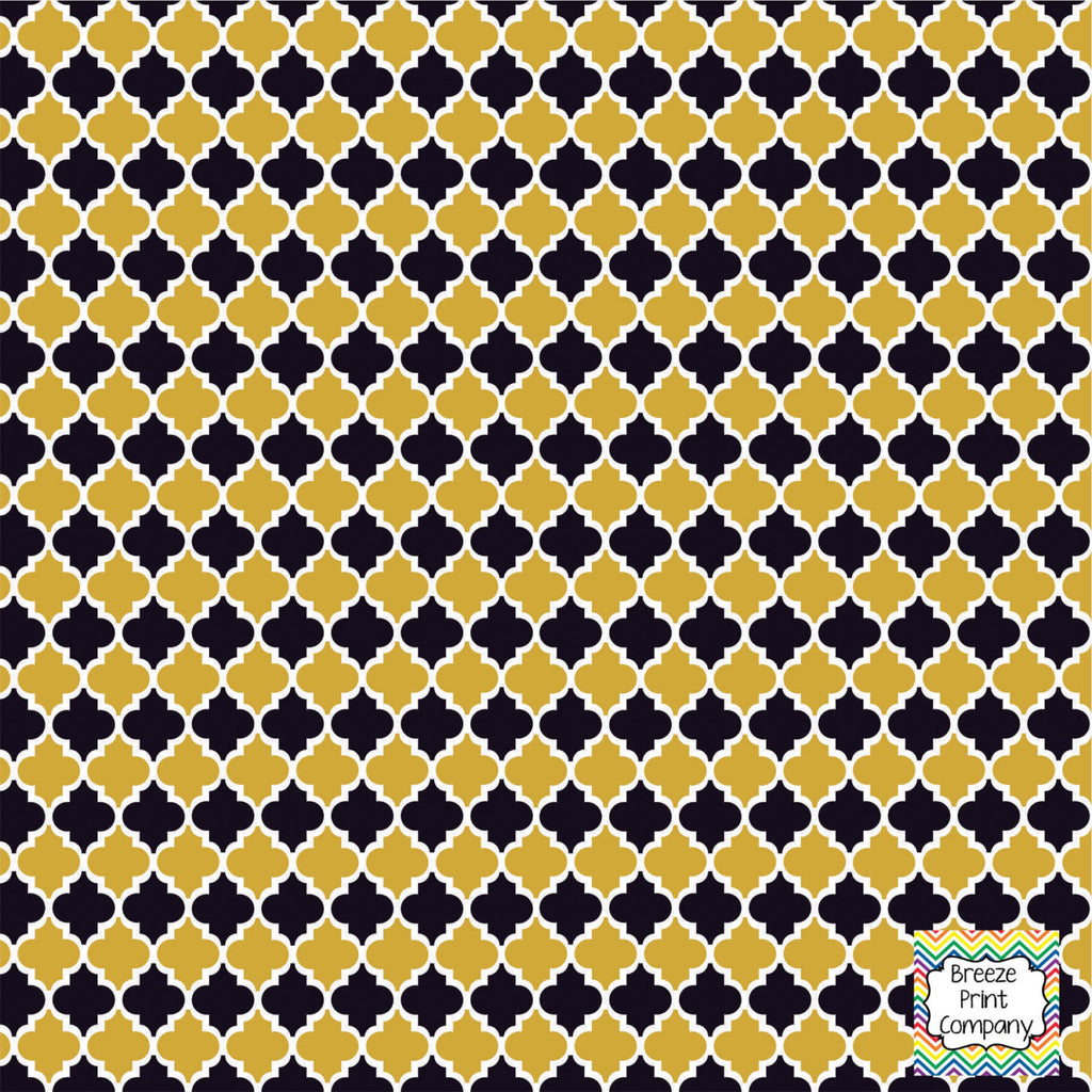 Gold and black quatrefoil craft  vinyl - HTV -  Adhesive Vinyl -  quatrefoil pattern   HTV1412 - Breeze Crafts