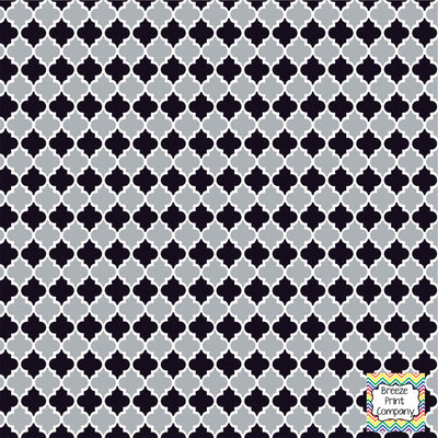 Grey and black quatrefoil craft  vinyl - HTV -  Adhesive Vinyl -  quatrefoil pattern   HTV1415