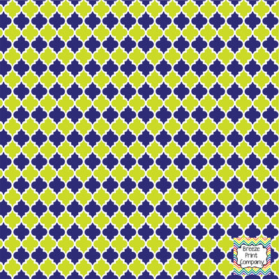 Lime and navy quatrefoil craft  vinyl - HTV -  Adhesive Vinyl -  quatrefoil pattern   HTV1420