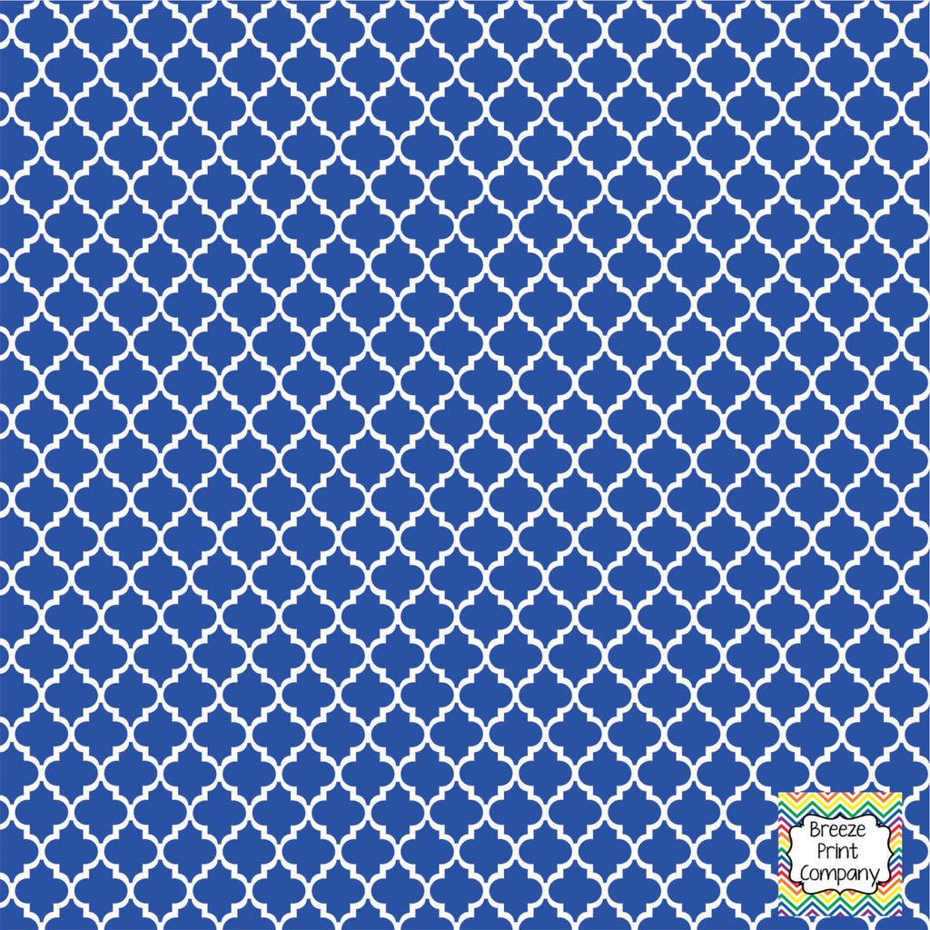 Blue and white quartrefoil craft  vinyl - HTV -  Adhesive Vinyl -  quartrefoil pattern   HTV1405 - Breeze Crafts