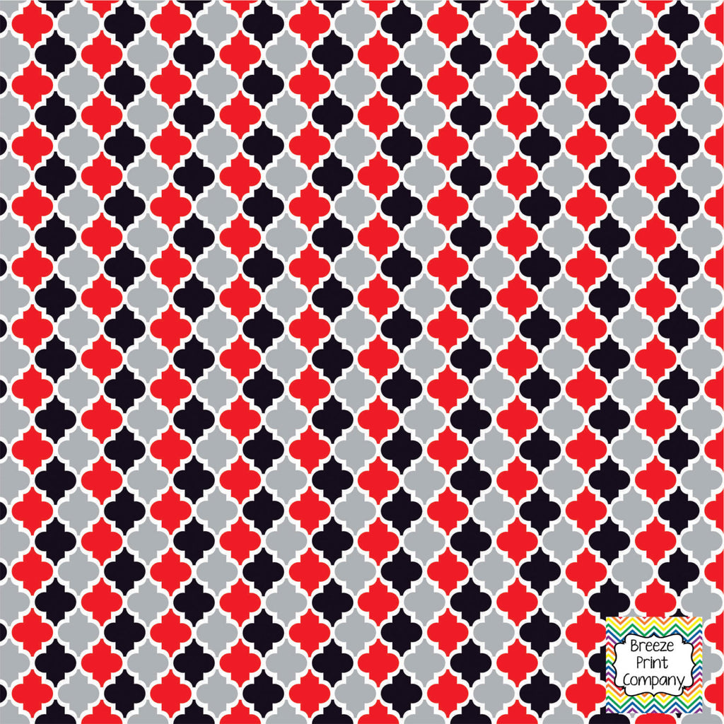 Red, black and grey quatrefoil craft  vinyl - HTV -  Adhesive Vinyl -  quatrefoil pattern HTV1437