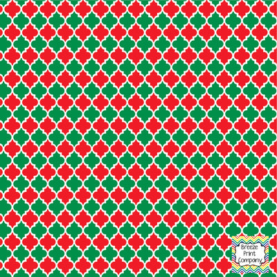 Red and green quatrefoil craft  vinyl - HTV -  Adhesive Vinyl -  quatrefoil pattern Christmas HTV1439