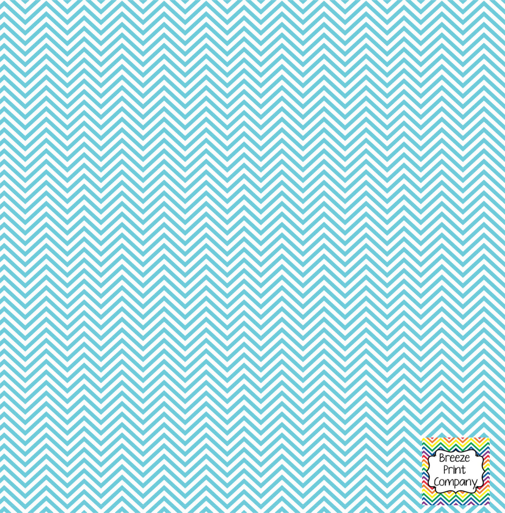 Aqua and white mini chevron craft  vinyl - HTV -  Adhesive Vinyl -  zig zag pattern HTV1540 - Breeze Crafts