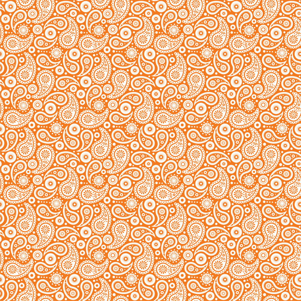Orange and white paisley pattern craft vinyl sheet - HTV - Adhesive Vi