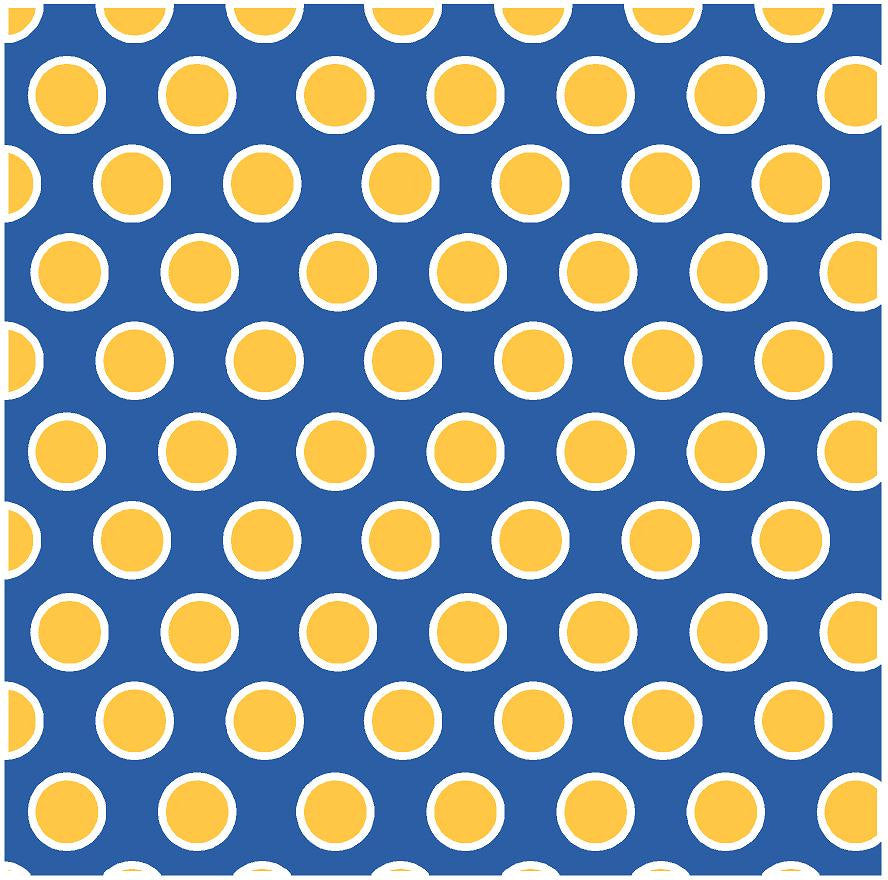 Blue with yellow-gold and white dots craft  vinyl - HTV -  Adhesive Vinyl -  large polka dot pattern HTV750 - Breeze Crafts