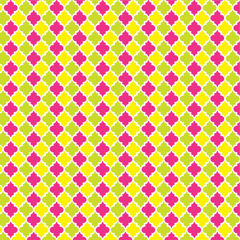 Lime, hot pink and yellow quatrefoil craft  vinyl - HTV -  Adhesive Vinyl -  quatrefoil pattern HTV1445