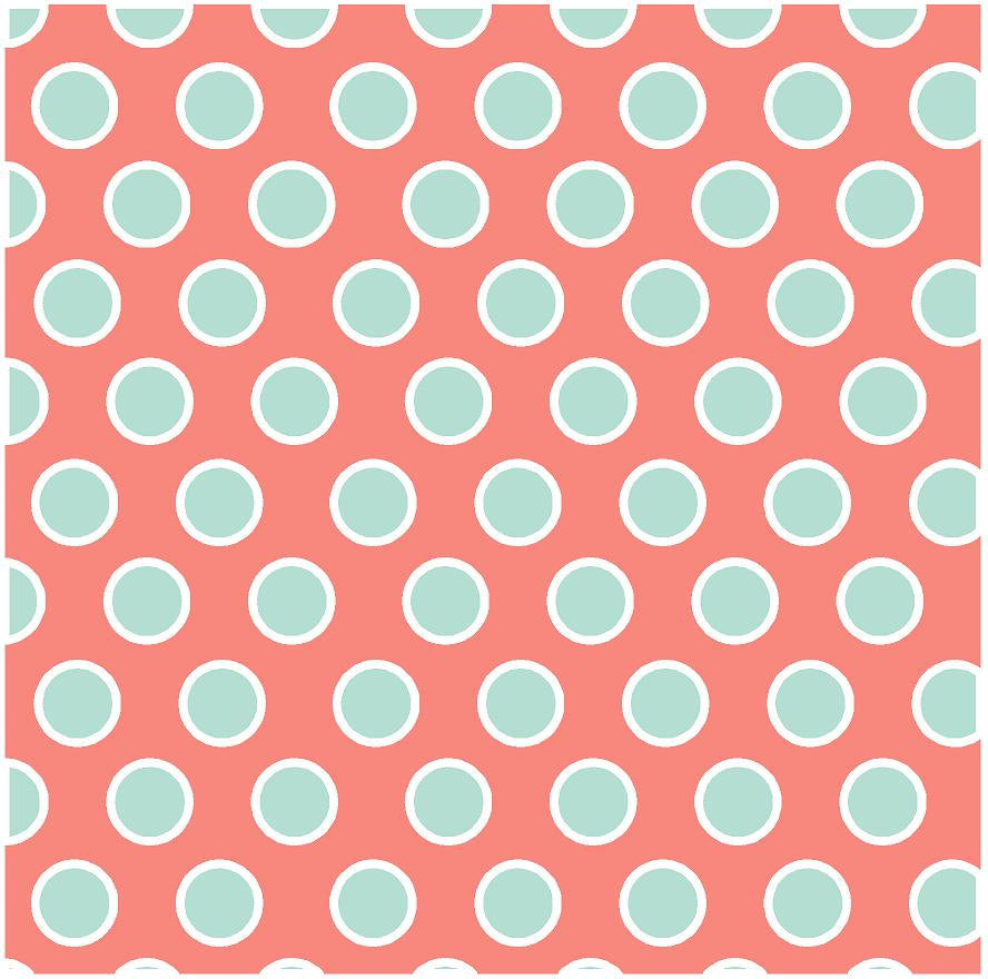 Coral with mint and white dots craft  vinyl - HTV -  Adhesive Vinyl -  large polka dot pattern HTV752 - Breeze Crafts