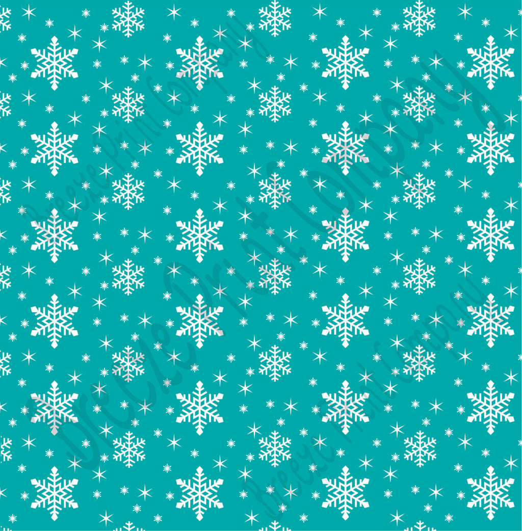 Teal snowflake craft  vinyl sheet - HTV -  Adhesive Vinyl -  winter pattern holiday Christmas HTV1317