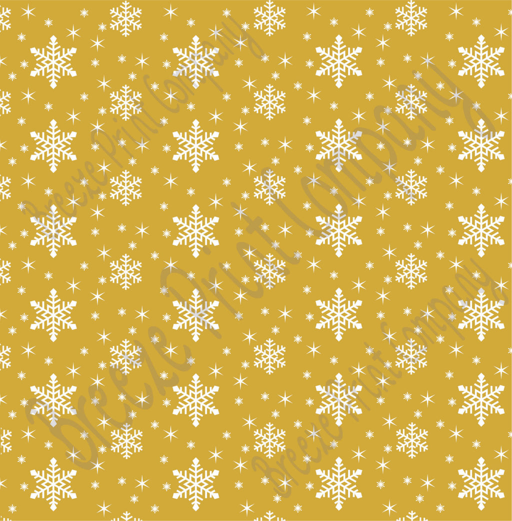 Gold snowflake craft  vinyl sheet - HTV -  Adhesive Vinyl -  winter pattern non-metallic HTV1304 - Breeze Crafts