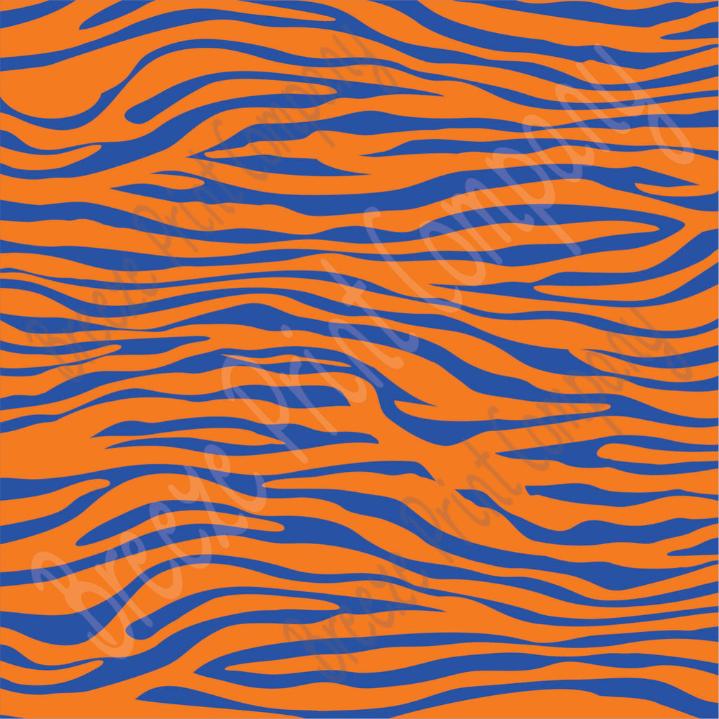 Blue and orange zebra print craft vinyl sheet - HTV - Adhesive Vinyl 