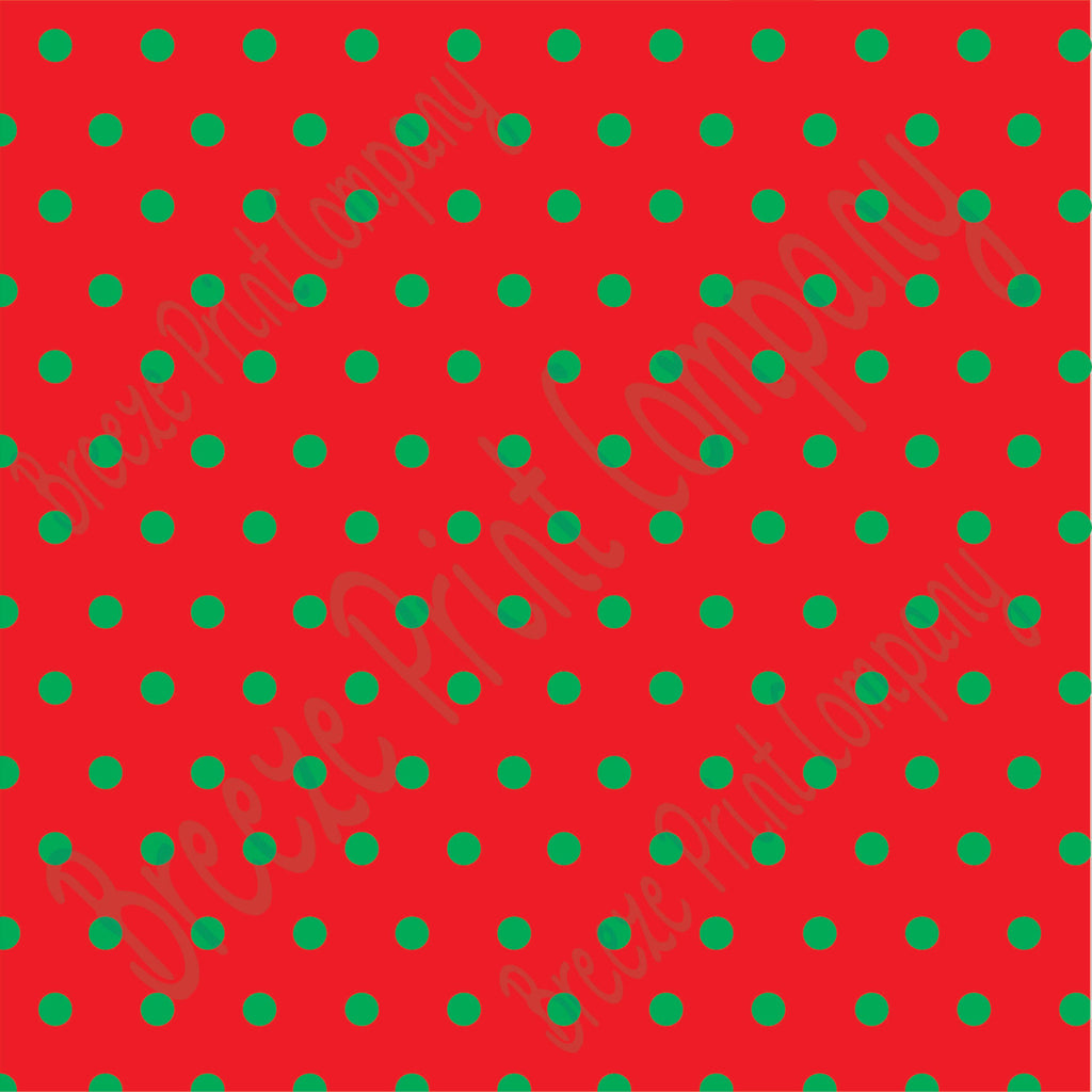 Red with green polka dots craft  vinyl - HTV -  Adhesive Vinyl -  small polka dot pattern   HTV183