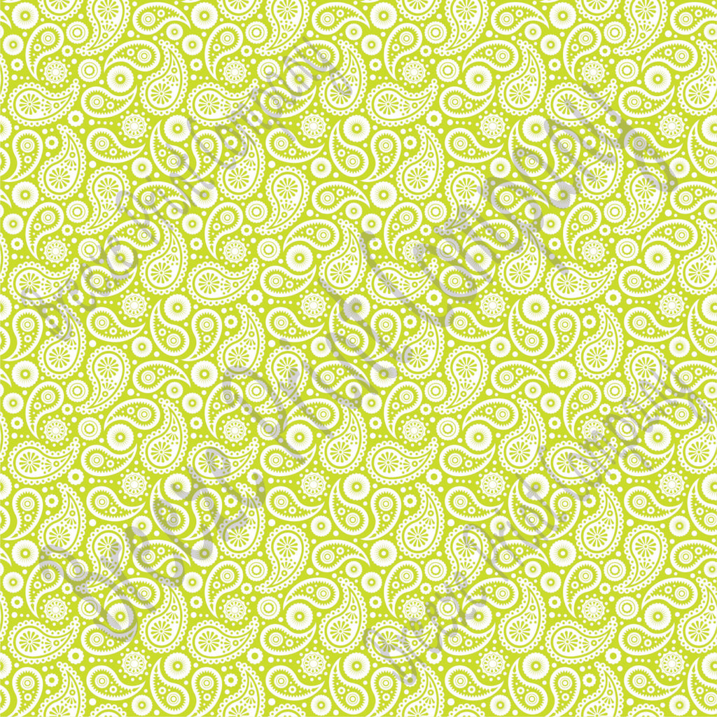Lime and white paisley pattern craft  vinyl sheet - HTV -  Adhesive Vinyl -  lime green HTV1913