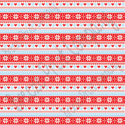 Red, light blue and white Christmas pattern craft  vinyl sheet - HTV -  Adhesive Vinyl -  Nordic knitted sweater pattern HTV3601