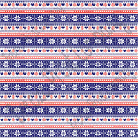 Navy, red and white Christmas pattern craft  vinyl sheet - HTV -  Adhesive Vinyl -  Nordic knitted sweater pattern HTV3605