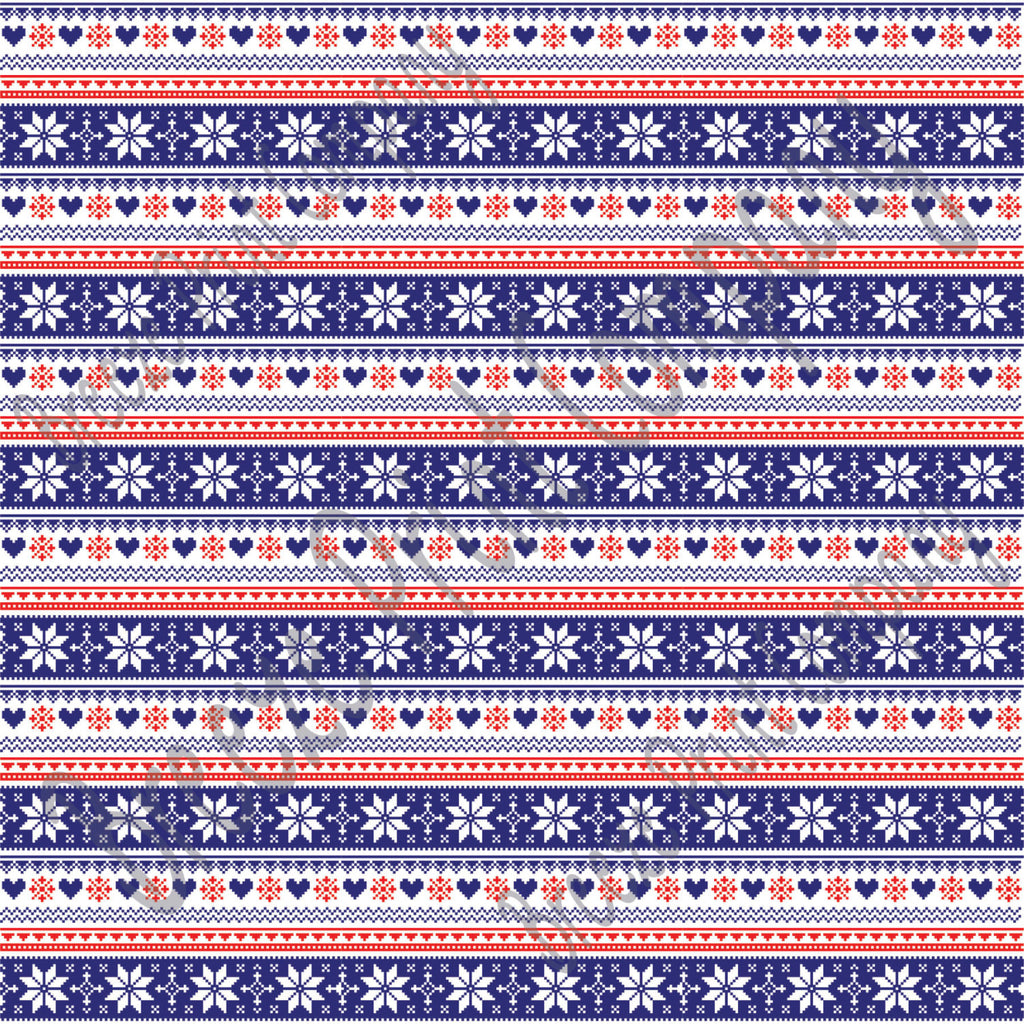 Navy, red and white Christmas pattern craft  vinyl sheet - HTV -  Adhesive Vinyl -  Nordic knitted sweater pattern HTV3605