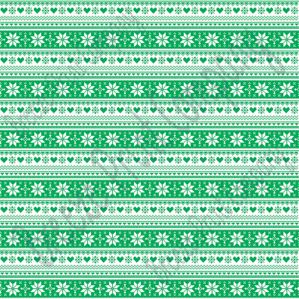 Green and white Christmas pattern craft  vinyl sheet - HTV -  Adhesive Vinyl -  Nordic knitted sweater pattern HTV3608