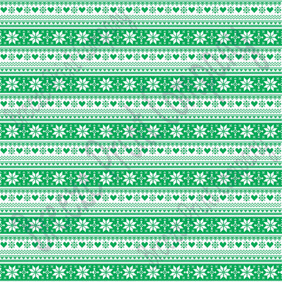 Green and white Christmas pattern craft  vinyl sheet - HTV -  Adhesive Vinyl -  Nordic knitted sweater pattern HTV3608