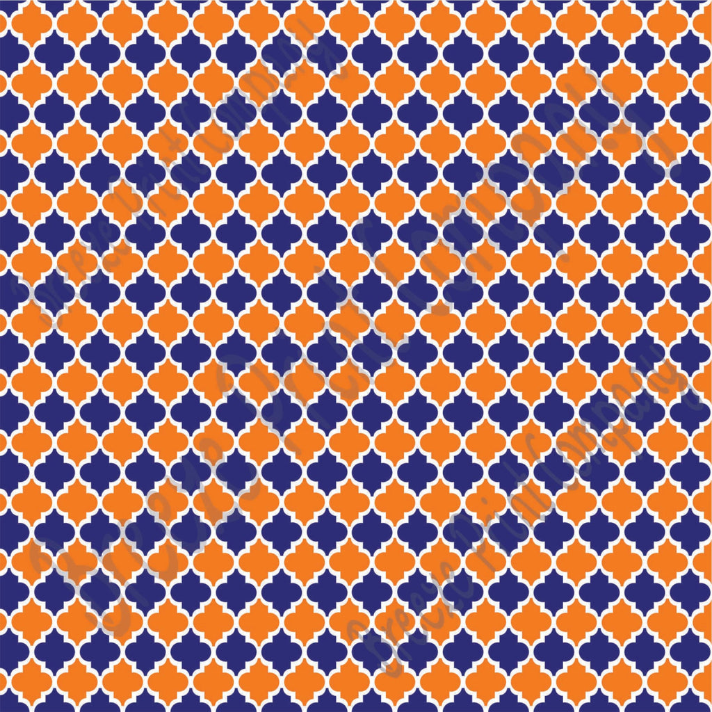 Blue and orange quartrefoil craft  vinyl - HTV -  Adhesive Vinyl -  quartrefoil pattern HTV1443 - Breeze Crafts