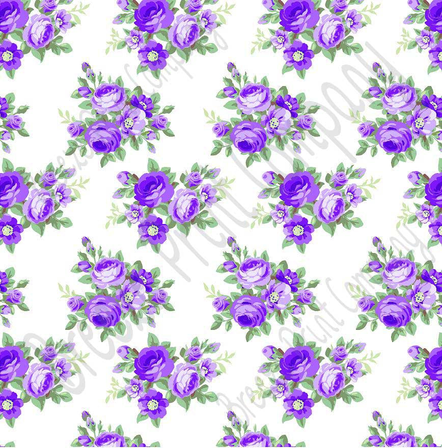 Purple rose floral craft  vinyl sheet - HTV -  Adhesive Vinyl -  with white background flower pattern vinyl  HTV2219