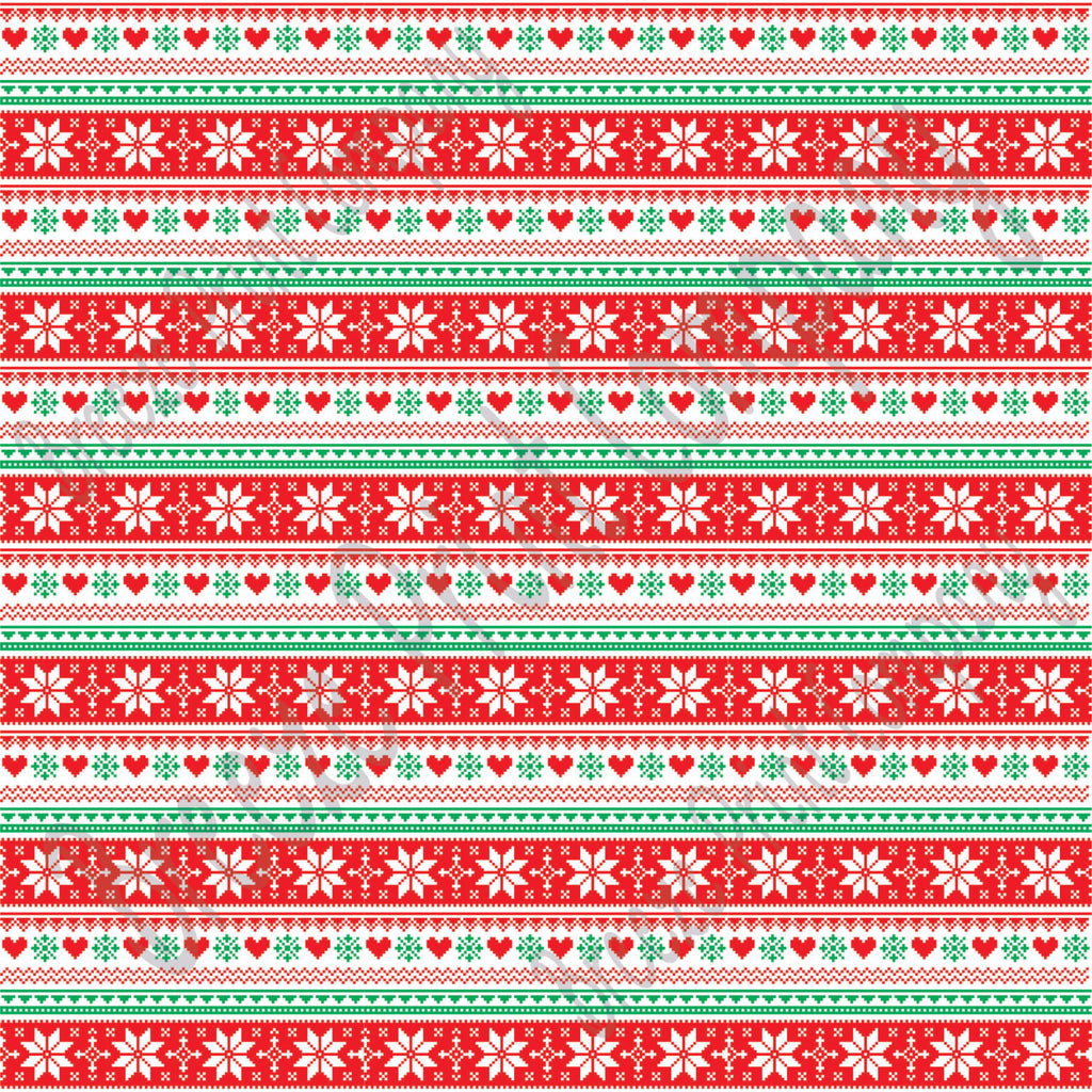 Red, green and white Christmas pattern craft vinyl sheet - HTV -  Adhesive Vinyl -  knitted sweater pattern Alpine Nordic HTV3600