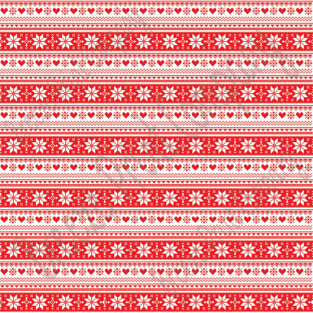 Red and white Christmas pattern craft  vinyl sheet - HTV -  Adhesive Vinyl -  Nordic knitted sweater pattern HTV3602
