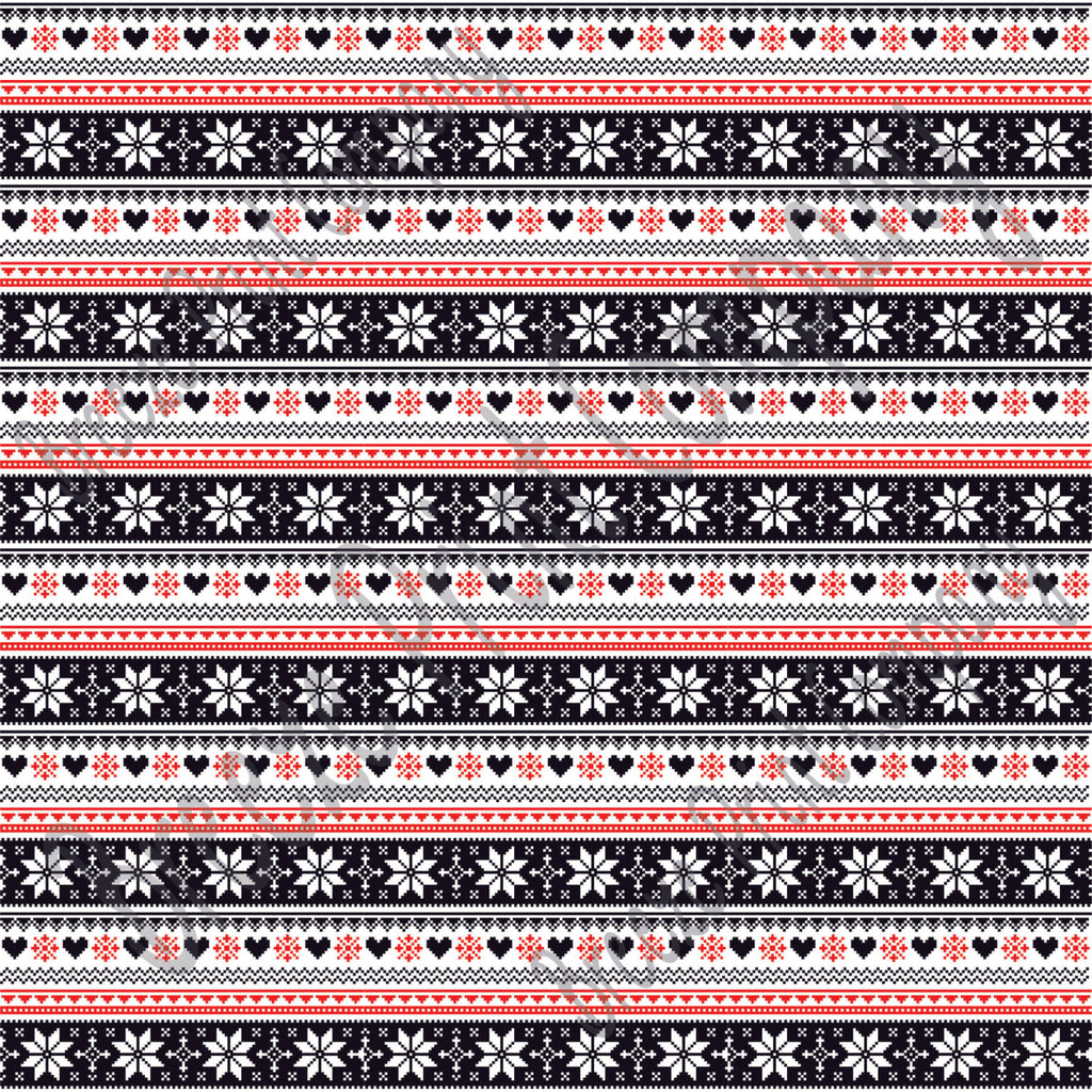 Black, red and white Christmas pattern craft  vinyl sheet - HTV -  Adhesive Vinyl -  Nordic knitted sweater pattern HTV3604 - Breeze Crafts