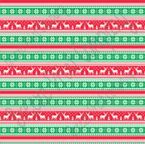 Green, red and white Christmas pattern craft  vinyl sheet - HTV -  Adhesive Vinyl -  reindeer Nordic knitted sweater pattern HTV3611