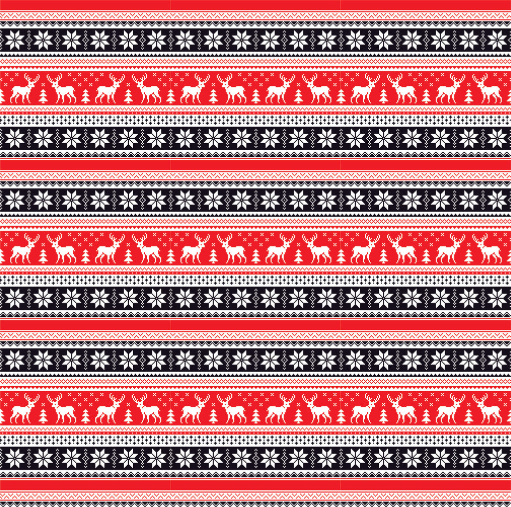 Black, red and white Christmas pattern craft  vinyl sheet - HTV -  Adhesive Vinyl -  reindeer Nordic knitted sweater pattern HTV3612 - Breeze Crafts