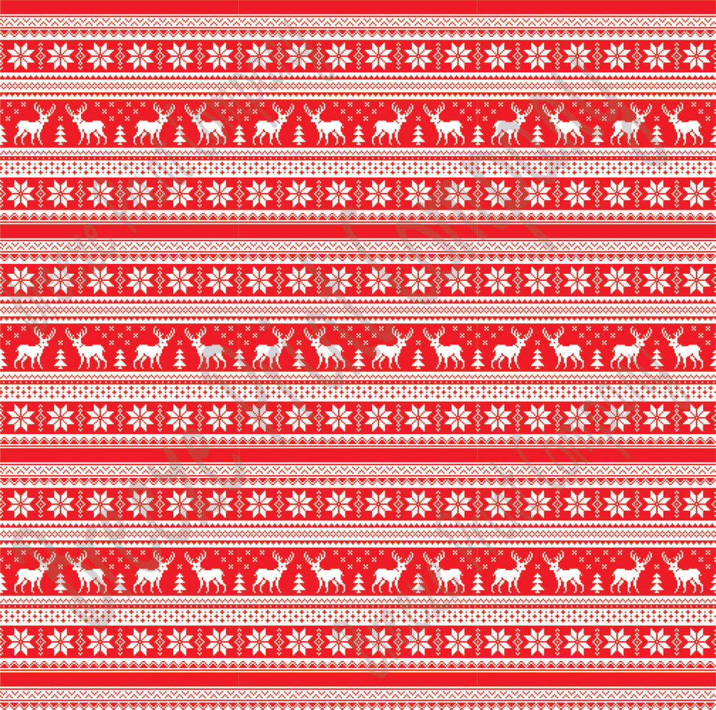 Red and white Christmas pattern craft  vinyl sheet - HTV -  Adhesive Vinyl -  reindeer Nordic knitted sweater pattern HTV3615