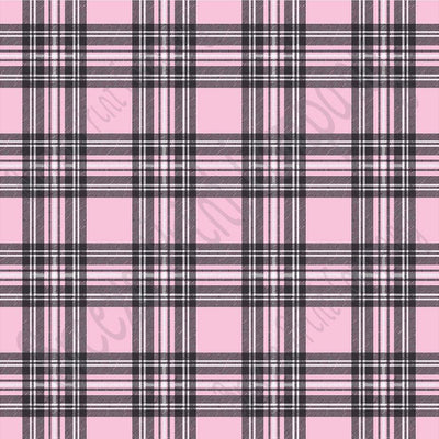 Light pink and black tartan plaid craft  vinyl sheet - HTV -  Adhesive Vinyl -  Valentine's Day HTV1814