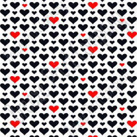White with black and red heart craft patterned vinyl sheet - HTV -  Adhesive Vinyl -  Valentine's Day HTV3926