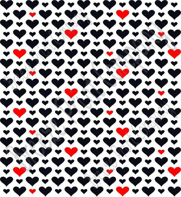 White with black and red heart craft patterned vinyl sheet - HTV -  Adhesive Vinyl -  Valentine's Day HTV3926
