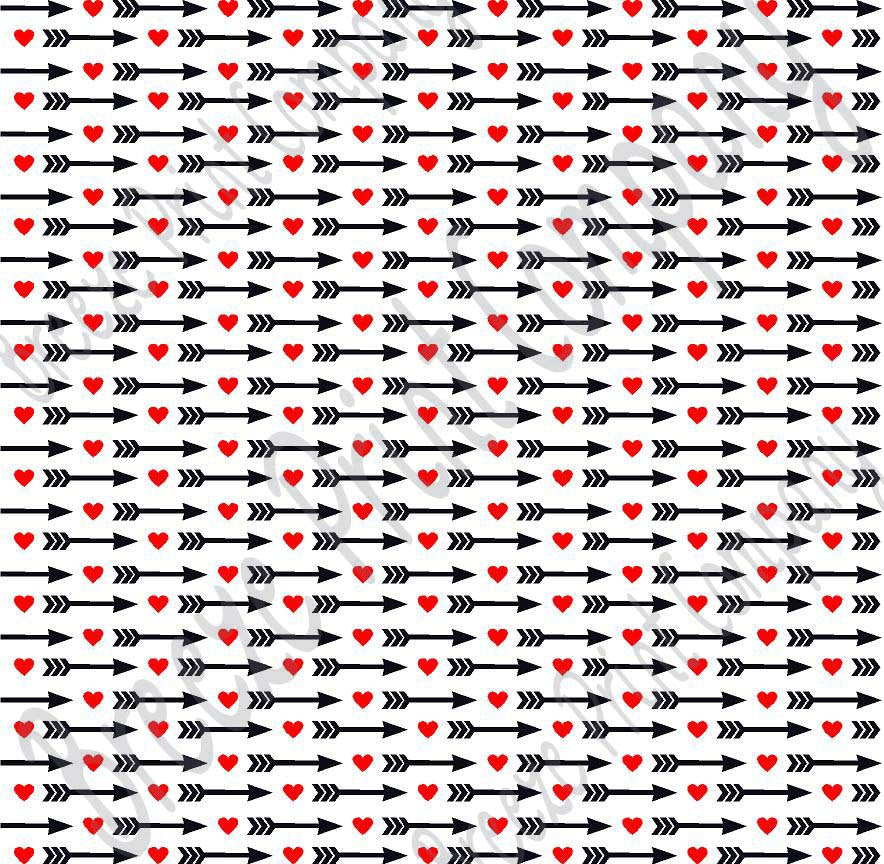 White with red heart and black arrow pattern craft  vinyl sheet - HTV -  Adhesive Vinyl -  Valentine's Day HTV3701