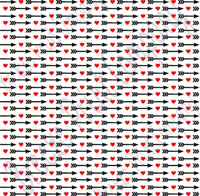 White with red heart and black arrow pattern craft  vinyl sheet - HTV -  Adhesive Vinyl -  Valentine's Day HTV3701
