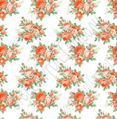 Orange-peach rose floral craft  vinyl sheet - HTV -  Adhesive Vinyl -  with white background flower pattern vinyl  HTV2220
