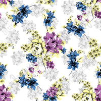 Blue, purple, yellow and gray floral craft  vinyl sheet - HTV -  Adhesive Vinyl -  flower pattern vinyl  HTV2210 - Breeze Crafts