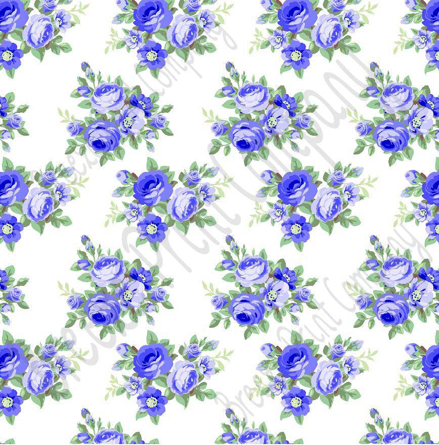 Blue rose floral craft  vinyl sheet - HTV -  Adhesive Vinyl -  with white background flower pattern vinyl  HTV2221 - Breeze Crafts