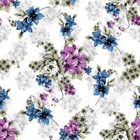 Blue, purple and gray floral craft  vinyl sheet - HTV -  Adhesive Vinyl -  flower pattern vinyl  HTV2209 - Breeze Crafts