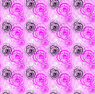Magenta, light pink, black and white floral craft  vinyl sheet - HTV -  Adhesive Vinyl -  flower pattern vinyl  HTV2212