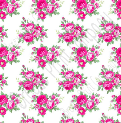 Pink rose floral craft  vinyl sheet - HTV -  Adhesive Vinyl -  with white background flower pattern vinyl  HTV2218