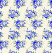Blue rose floral craft  vinyl sheet - HTV -  Adhesive Vinyl -  with off-white light beige background flower pattern vinyl  HTV2214 - Breeze Crafts