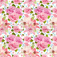 Floral white craft  vinyl sheet - HTV -  Adhesive Vinyl -  large flower pattern vinyl rose and lily HTV2200 - Breeze Crafts